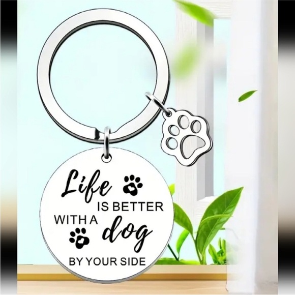 Life is Better With A Dog By Your Side Silver Dog Paw Charm Keychain nwt silver - Picture 3 of 6
